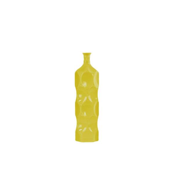 Urban Trends Collection Ceramic Round Bottle Vase With Dimpled Sides- Medium - Yellow 24408